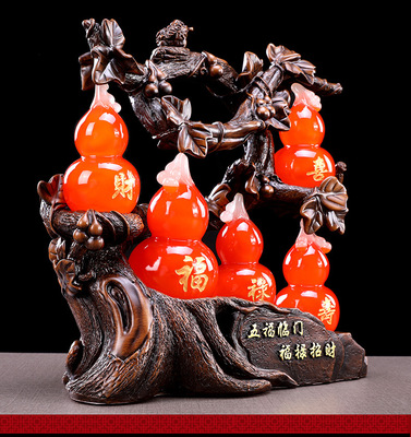 湯河店樹脂仿玉工藝品 招財葫蘆擺件，點綴家居新風尚